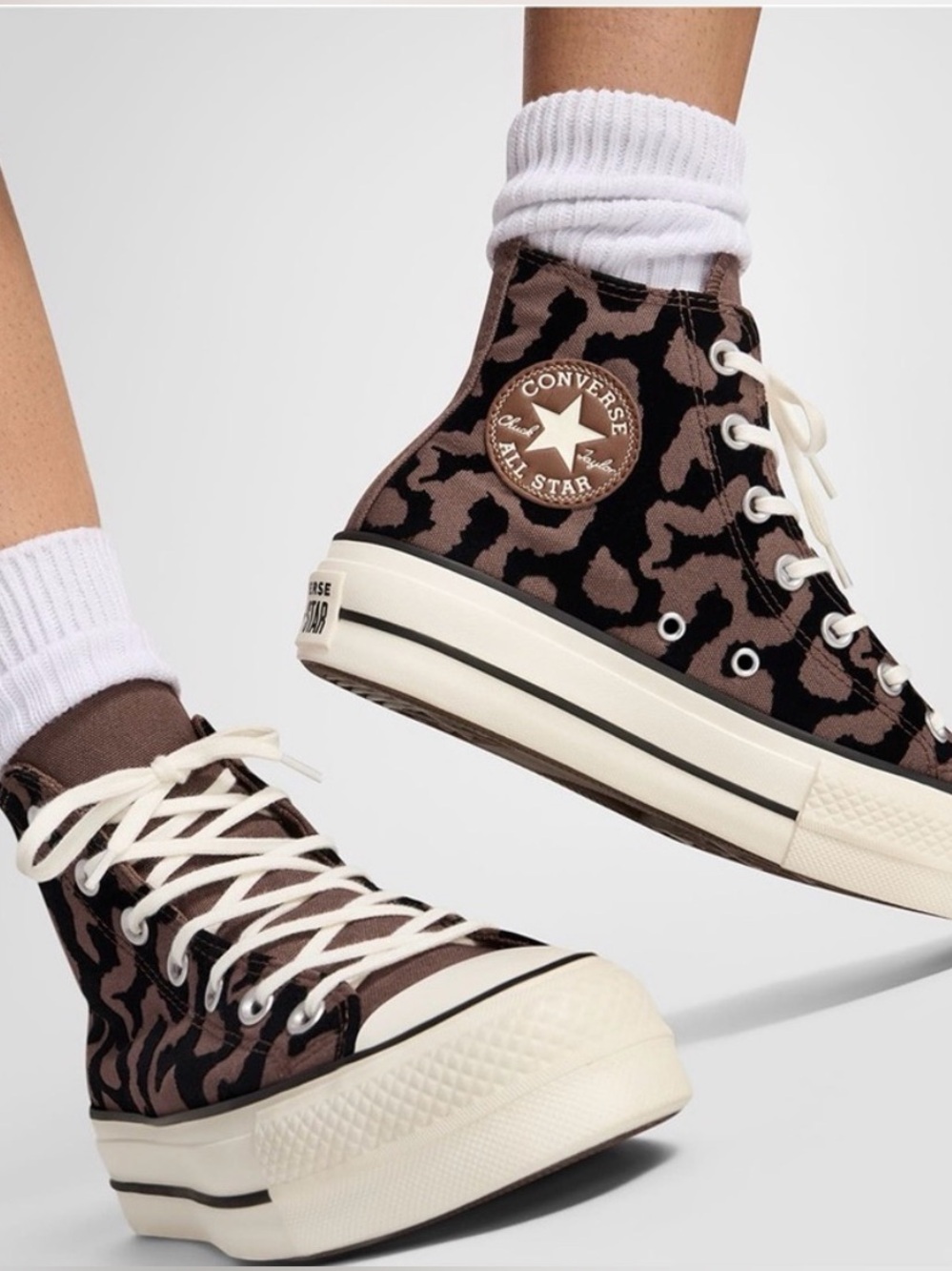 Converse Chuck Taylor All Star Lift Platform Leopard Remix High Top - Size 6